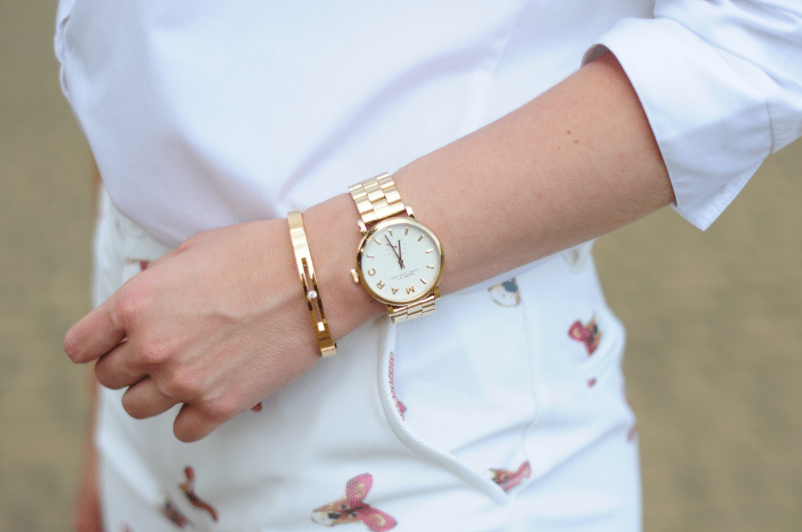 marc jacobs baker watch thepeachbox bracelet in outfit