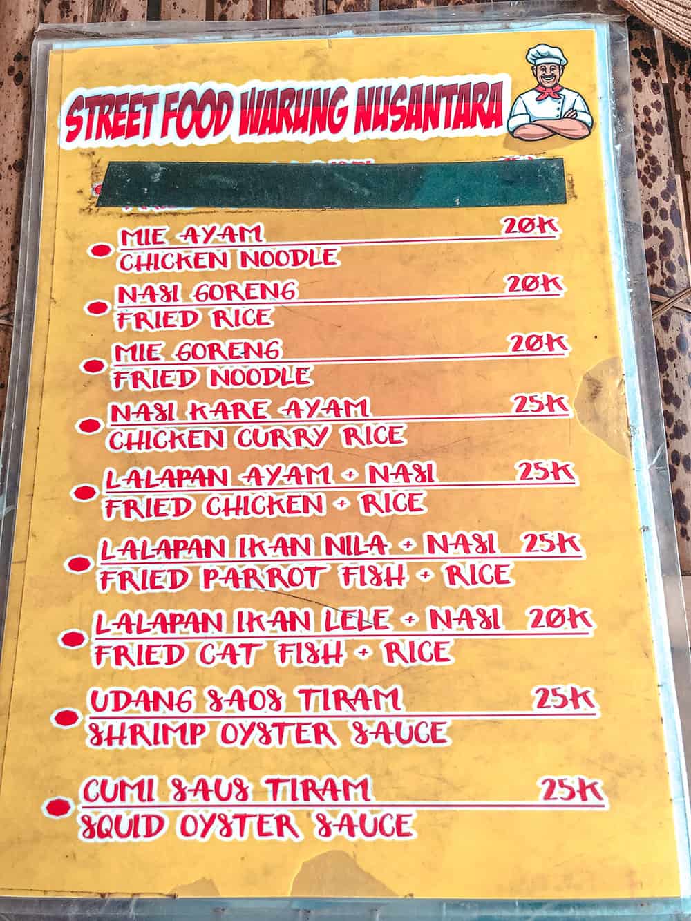 Ceny jedzenia na Bali