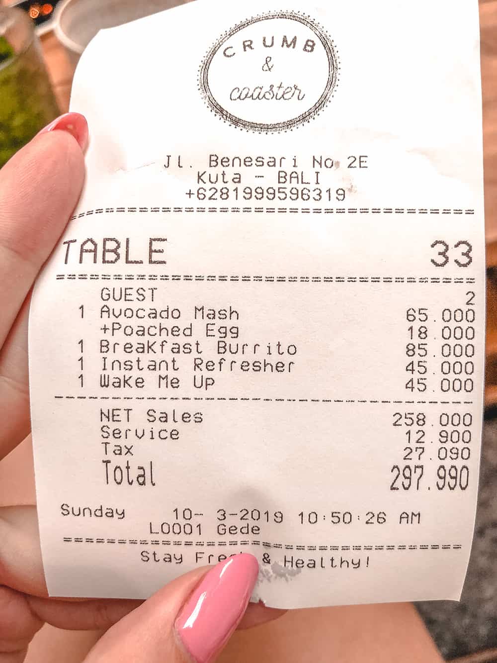 crumb and coaster bali